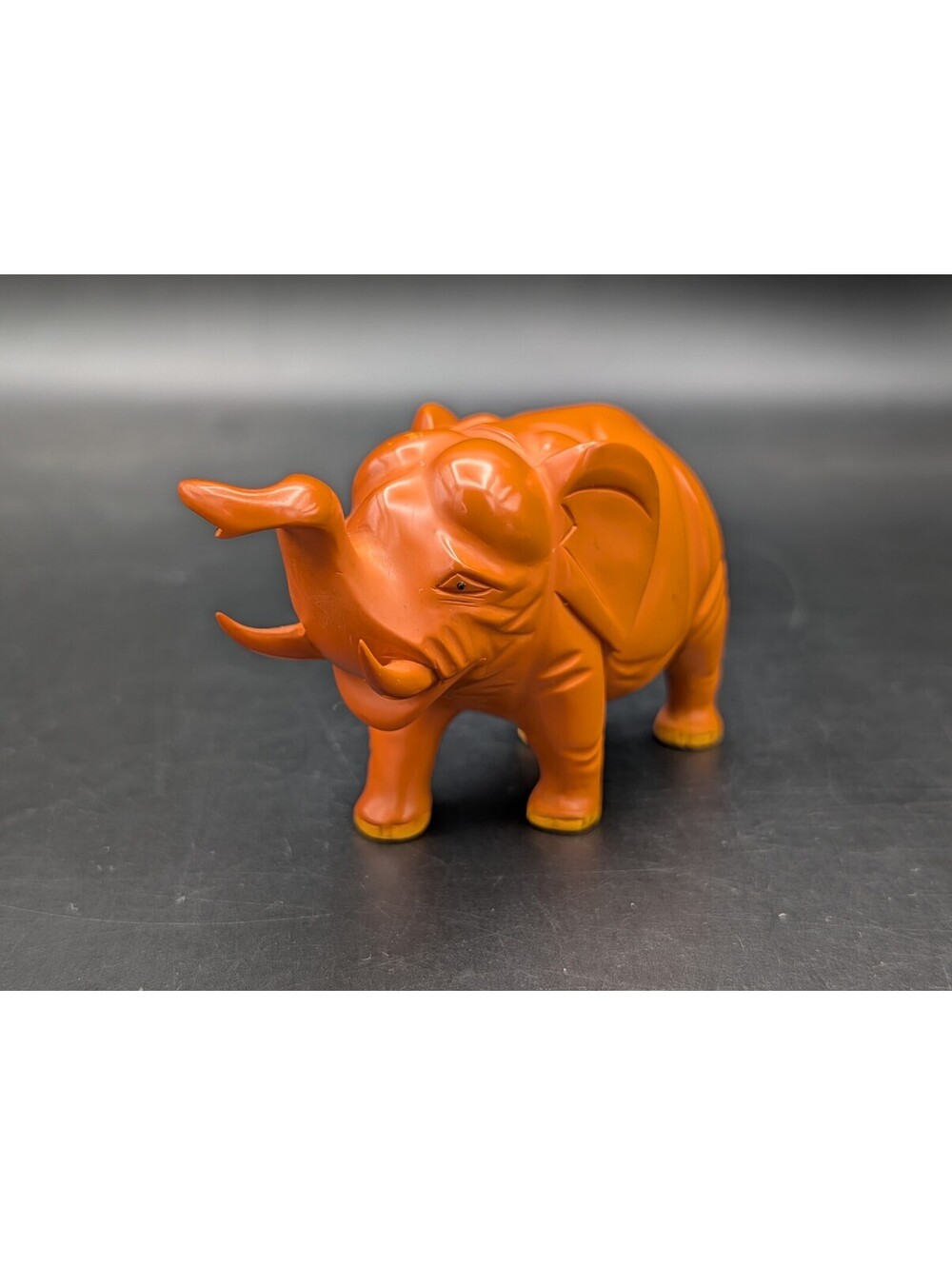 Vintage Butterscotch Orange Bakelite Carved Elephant Figurine Rare Tested